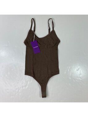 HeyShape Womens Seamless Brown Bodysuit Adjustable Straps Snap Close Size Small